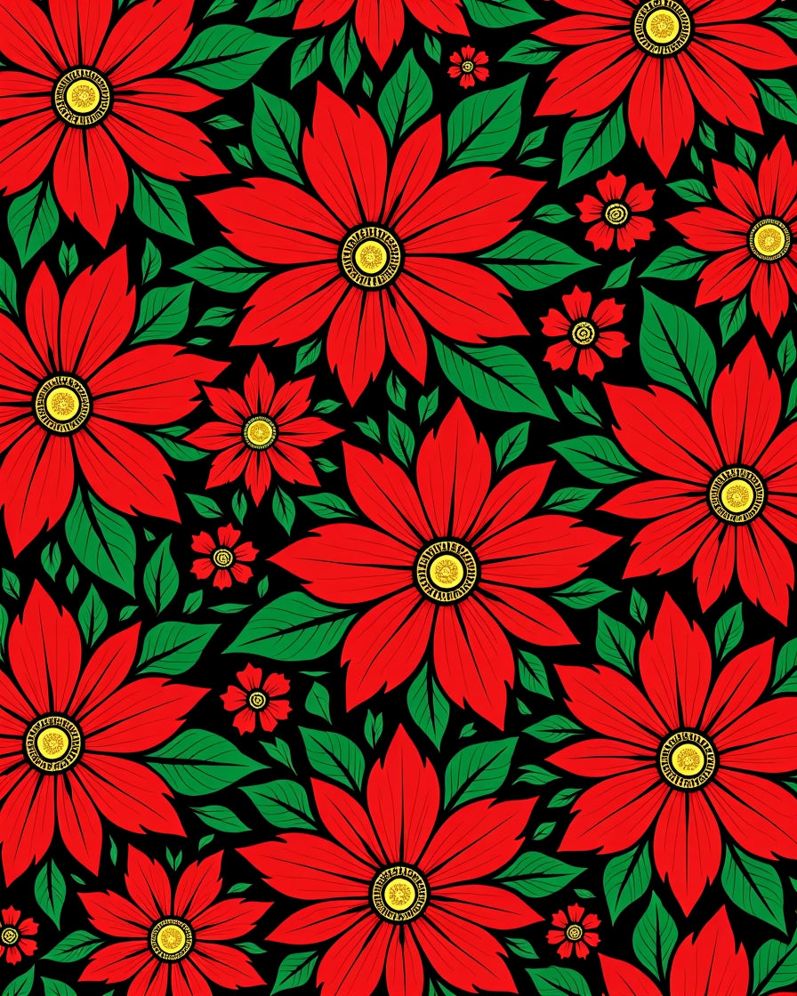 Vivid Crimson Blossoms Surrounded Foliage Rug