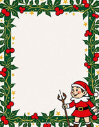 Christmas Holly Elf Border Rug