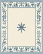 Vintage Blue Floral Leaf Border Rug
