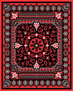 Bold Red Black Central Medallion Rug