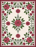 Crimson Rose Vine Border Cream Rug