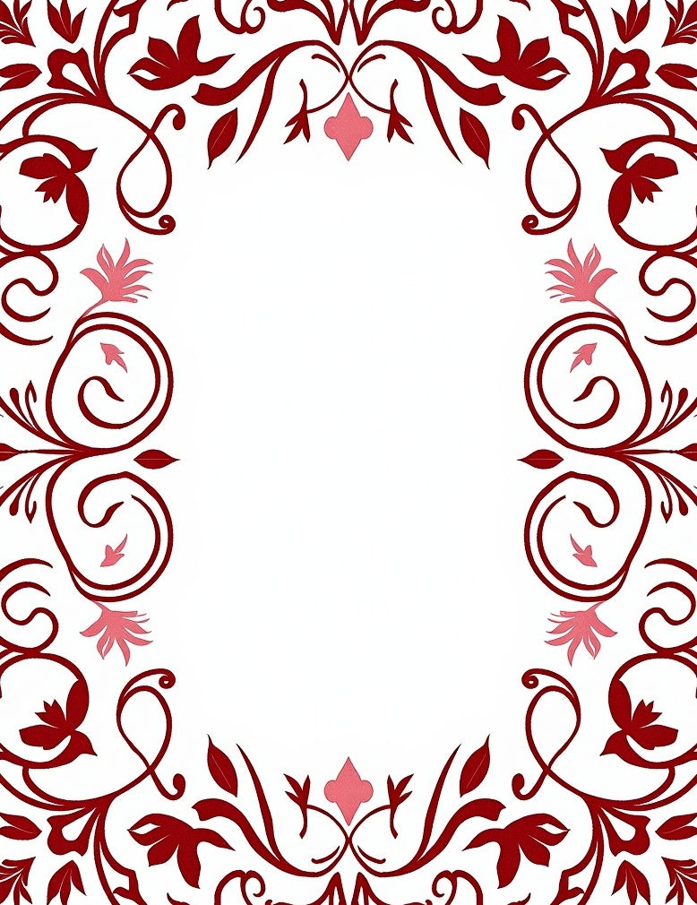 Crimson Swirl Floral Frame Rug
