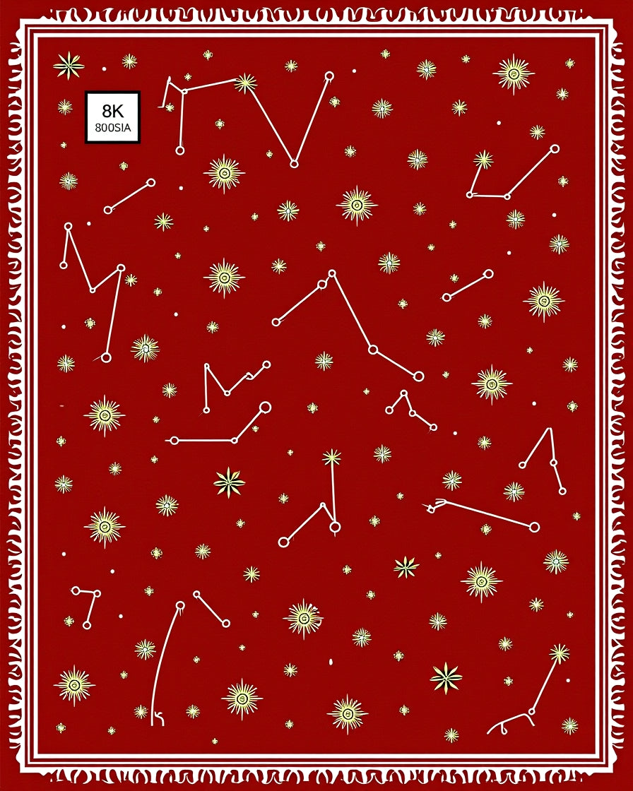 Red Celestial Constellation Starburst Rug