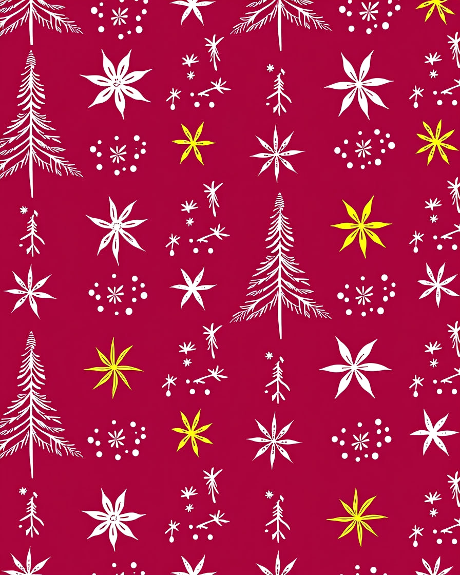 Crimson Festive Trees Starfall Collection Rug