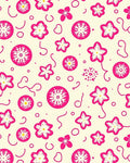 Bright Pink Floral Creamy Background Swirls Rug
