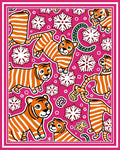 Playful Tiger Snowflake Whimsical Pink Rug