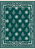 Teal Snowflake Bordered Field Rug
