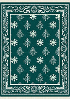 Teal Snowflake Bordered Field Rug