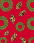 Festive Green Wreath Pinecone Holiday Rug