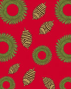 Festive Green Wreath Pinecone Holiday Rug