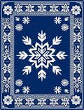Royal Blue White Snowflake Border Rug