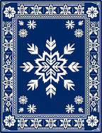 Royal Blue White Snowflake Border Rug