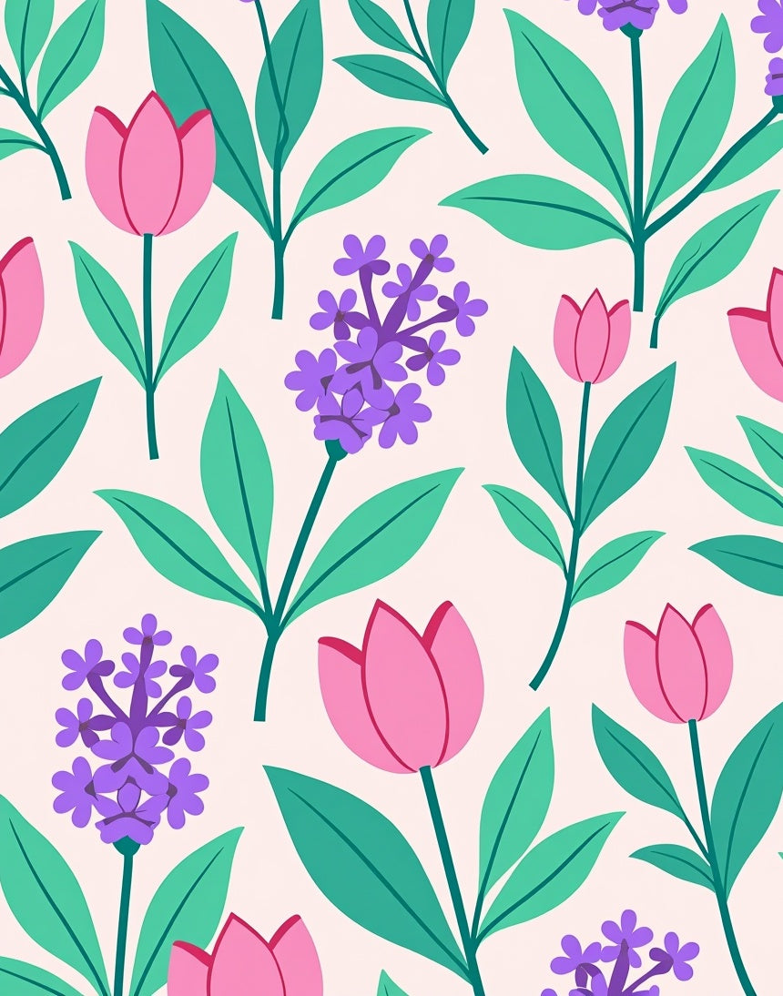 Pink Tulip Purple Hyacinth Garden Rug