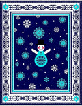 Snowman Snowflake Navy Blue Border Rug
