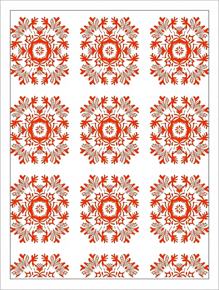 Vibrant Orange Floral Mandala Repeat Rug