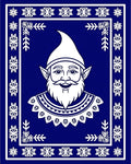 Whimsical Blue Gnome Snowflake Border Rug