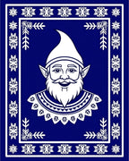 Whimsical Blue Gnome Snowflake Border Rug