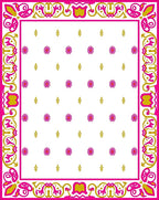 Fuchsia Gold Floral Bordered Medallion Rug