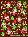 Festive Elf Candy Cane Christmas Brown Rug