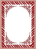Rich Crimson Floral Bordered Stripped Rug
