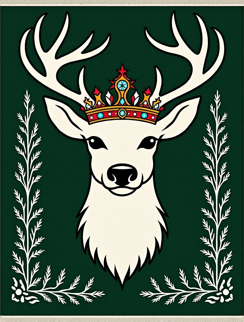 Royal White Stag Emerald Crown Rug