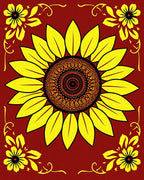 Golden Yellow Sunflower Mandala Art Rug