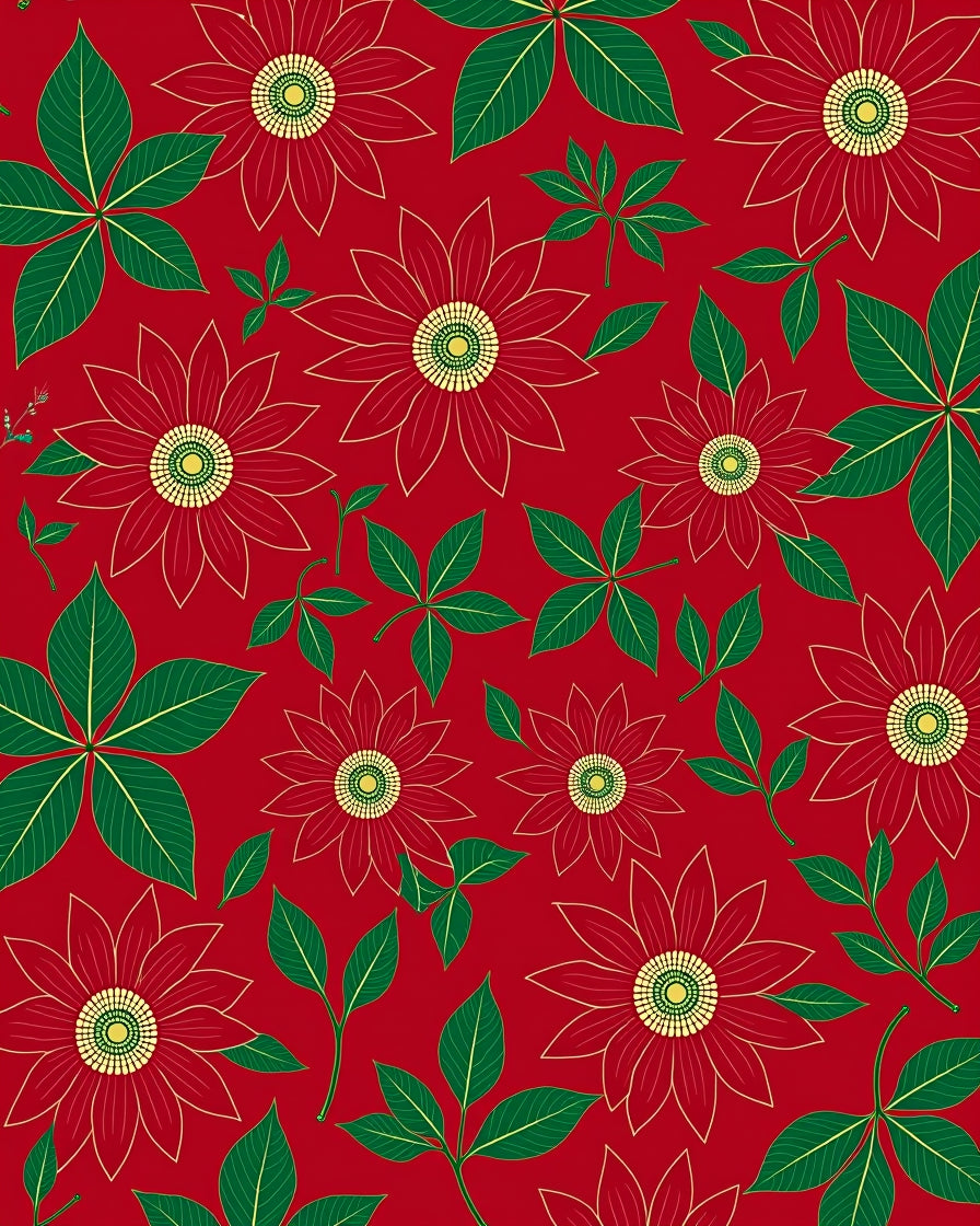 Crimson Floral Starry Garden Rug