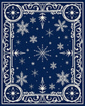 Deep Blue Snowflake Winter Scroll Rug