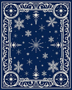 Deep Blue Snowflake Winter Scroll Rug