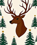 Rustic Brown Deer Forest Stars Rug
