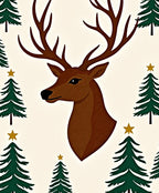 Rustic Brown Deer Forest Stars Rug