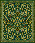 Emerald Gold Floral Scroll Medallion Swirl Rug