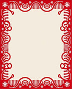 Scarlet White Cream Border Swirls Rug