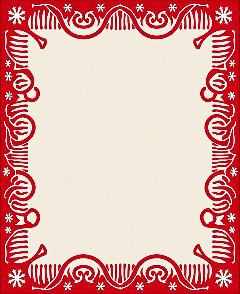 Scarlet White Cream Border Swirls Rug