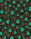 Teal Christmas Trees Abstract Black Rug