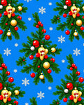 Festive Evergreen Ornaments Snowflakes Rug