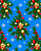 Festive Evergreen Ornaments Snowflakes Rug