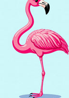 Pink Flamingo Bird On Blue Rug