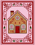 Pink Gingerbread House Festive Border Rug
