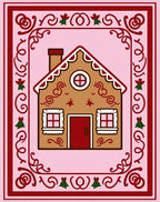 Pink Gingerbread House Festive Border Rug