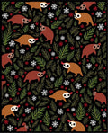 Whimsical Sloth Snowflakes Pine Branches Rug