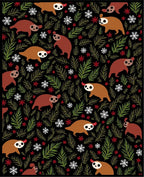 Whimsical Sloth Snowflakes Pine Branches Rug