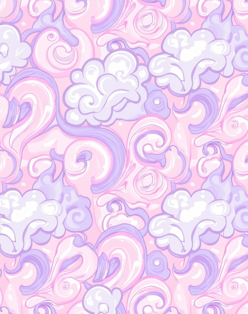 Whimsical Pink Purple Cloud Swirl Rug