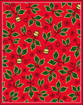 Red Vines Yellow Orbs Flowers Rug