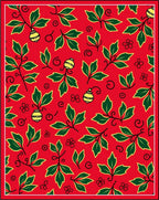 Red Vines Yellow Orbs Flowers Rug