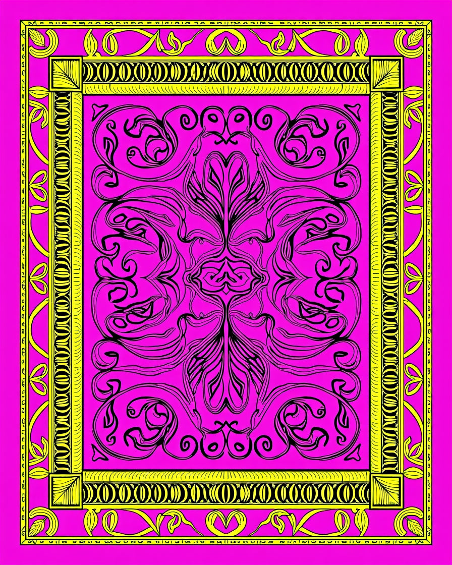 Hot Pink Ornate Scrollwork Rug
