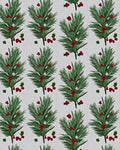 Green Pine Sprigs Red Berries Accents Rug