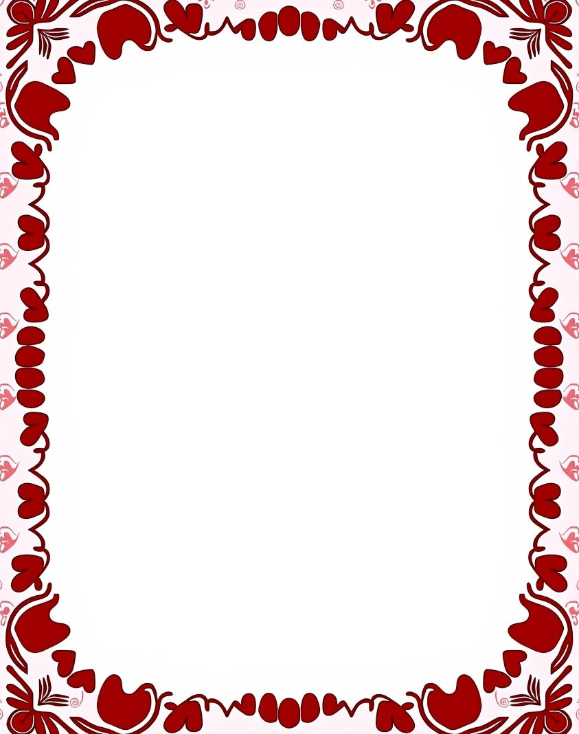 Crimson Hearts Swirl Border Rug