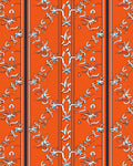 Bright Orange Floral Scroll Stripe Rug