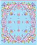 Whimsical Pink Floral Scrollwork Medallions Rug